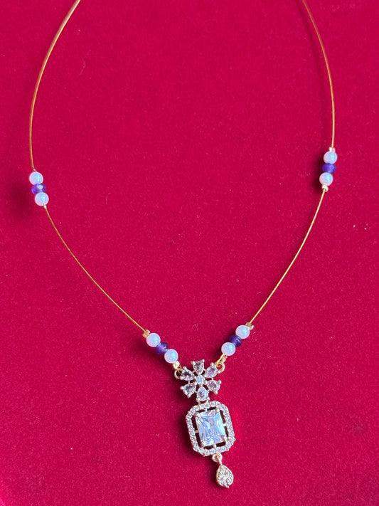 Invisible chain with crystal locket and colorful beads (NAC0080-83)