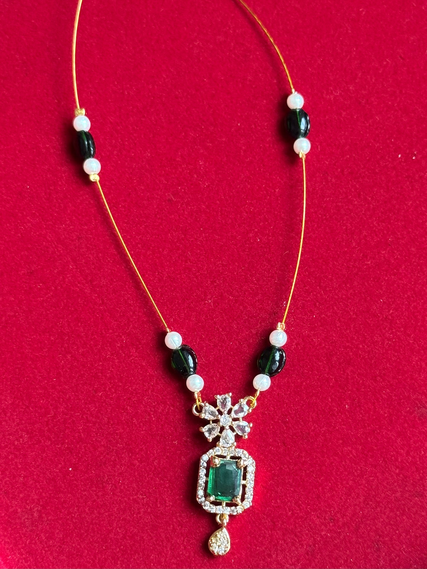 Invisible chain with crystal locket and colorful beads (NAC0080-83)
