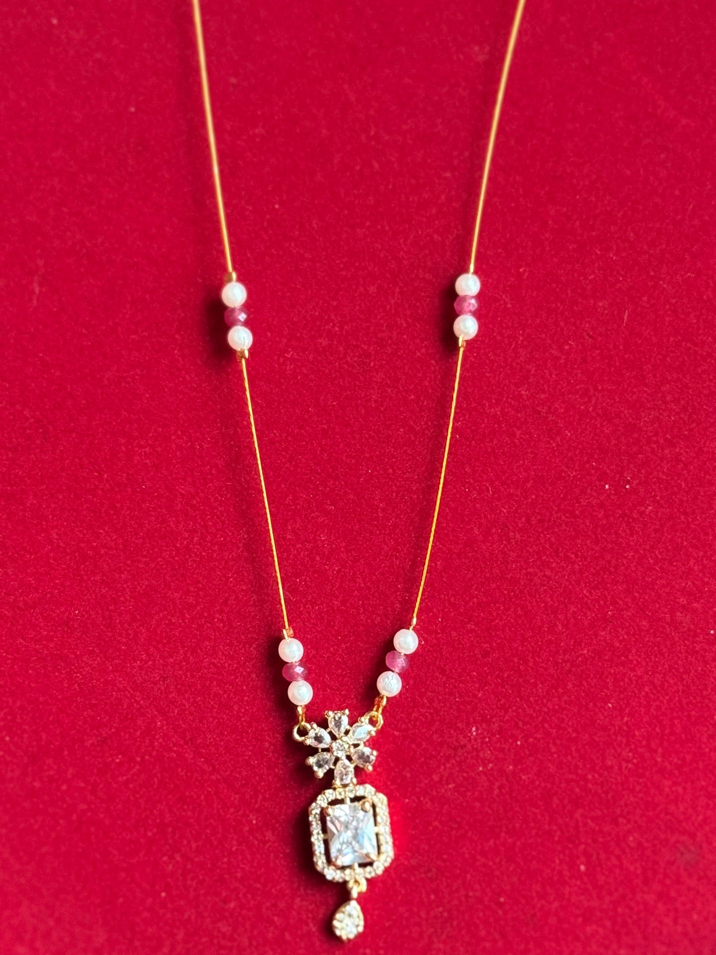 Invisible chain with crystal locket and colorful beads (NAC0080-83)