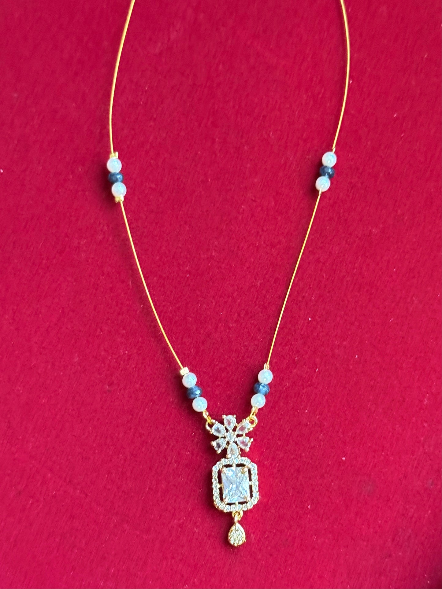 Invisible chain with crystal locket and colorful beads (NAC0080-83)