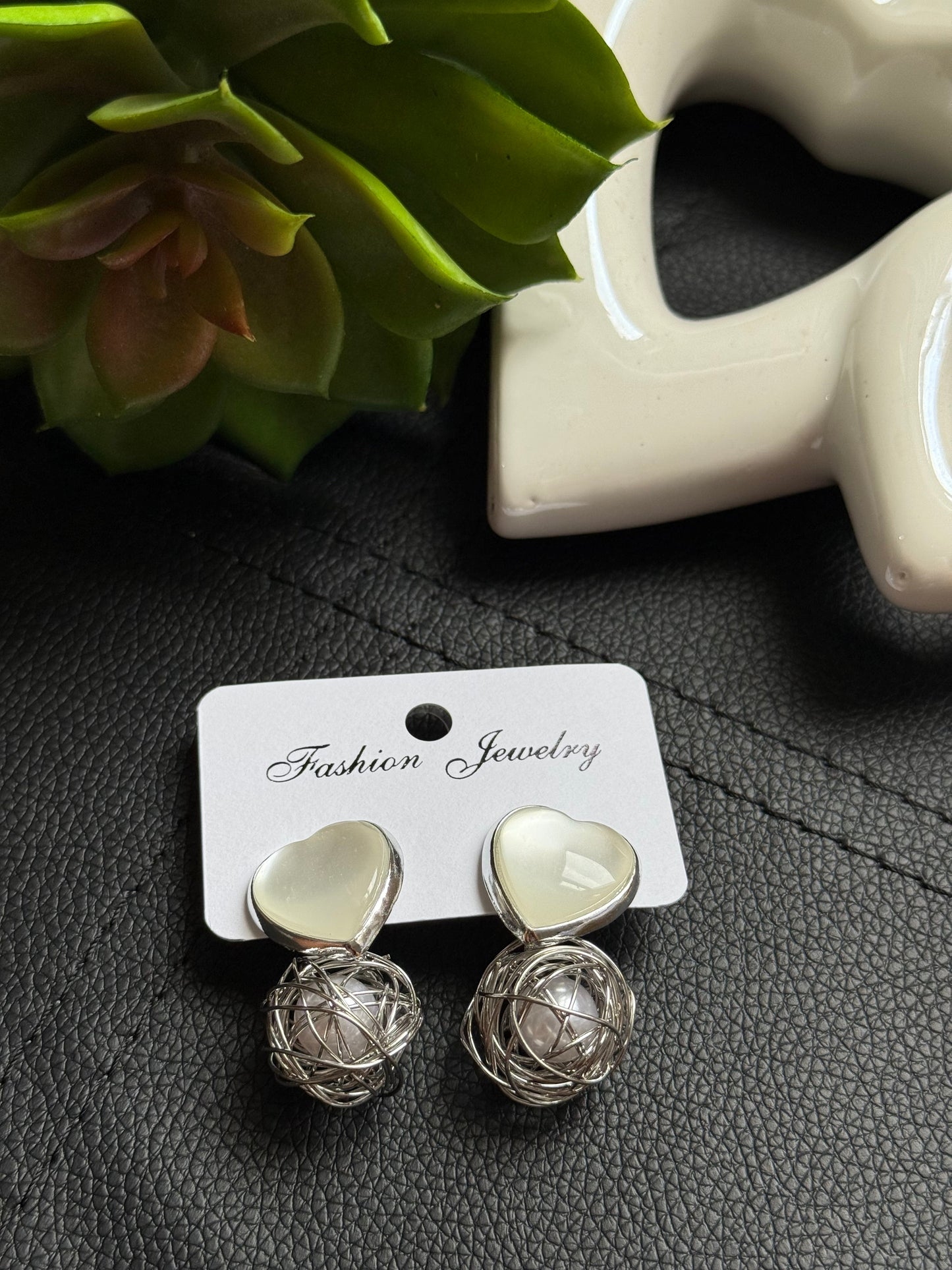 Fancy earrings Hear shaped pendant(NAE0072)